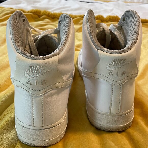 Nike Air Force 1 High Top Sneakers Size 13 White Leather & Mesh Mens - Picture 3 of 13